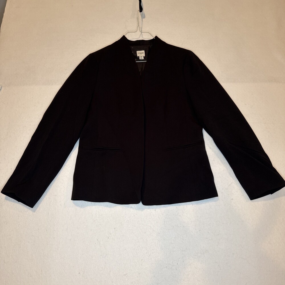 J.Crew Women’s Black Blazer Size 8 Open Front Career Office Jacket Classic EUC